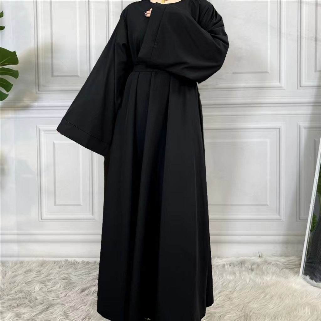 Muslim Abaya Loose One-piece Prayer Dress Full Sleeve Islamic Clothing Women Jilbab Dubai Saudi Robe Lace Up Long Dresses