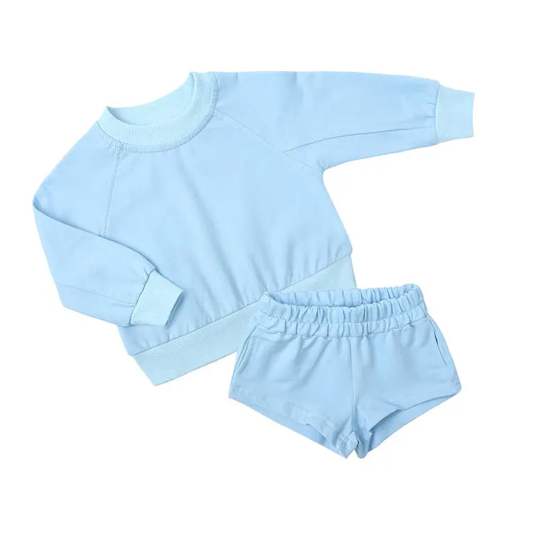 Fashion Kids Clothes Girl Outfit Set Solid Color Cotton Long Sleeve Tops Shorts Autumn Children Boys Clothing Sets 1-14 Years