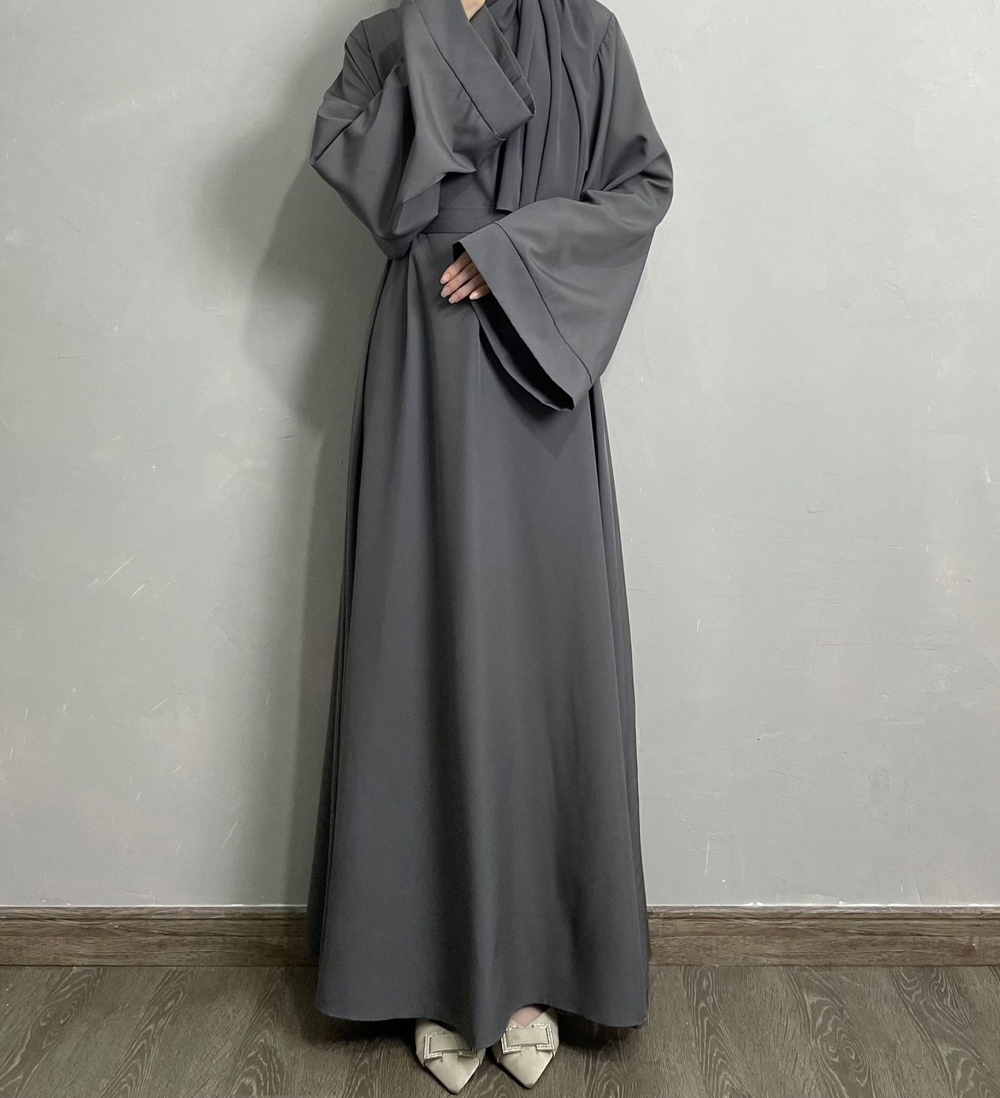 Muslim Abaya Loose One-piece Prayer Dress Full Sleeve Islamic Clothing Women Jilbab Dubai Saudi Robe Lace Up Long Dresses