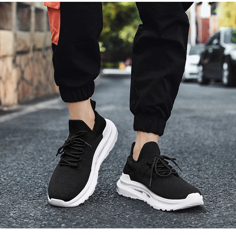 Men's sports casual shoes Breathable light lace-up solid color comfortable walking fitness training men's shoes