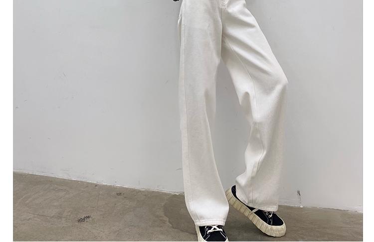 Autumn Spring Denim Pant Women Jeans Vintage Straight Trousers Fashion Female White Black Solid Loose Casual Wide Leg Pants