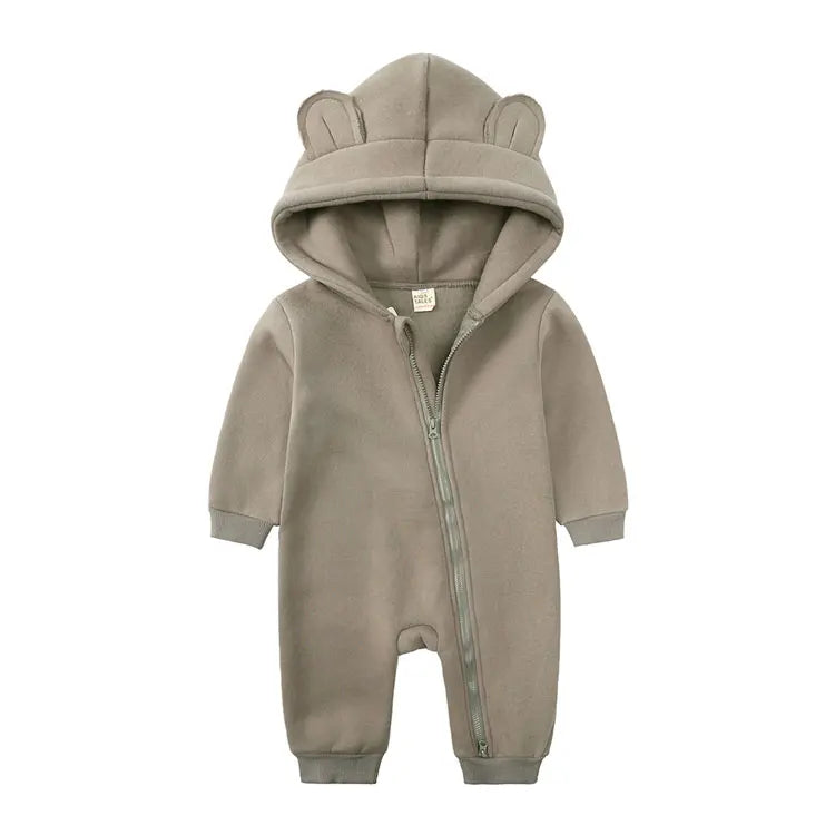 Long Sleeve Hooded Zipper Newborn Baby Clothes Winter Baby Girl Romper Winter Warm Newborn Clothing Girls Rompers  3-24 Months