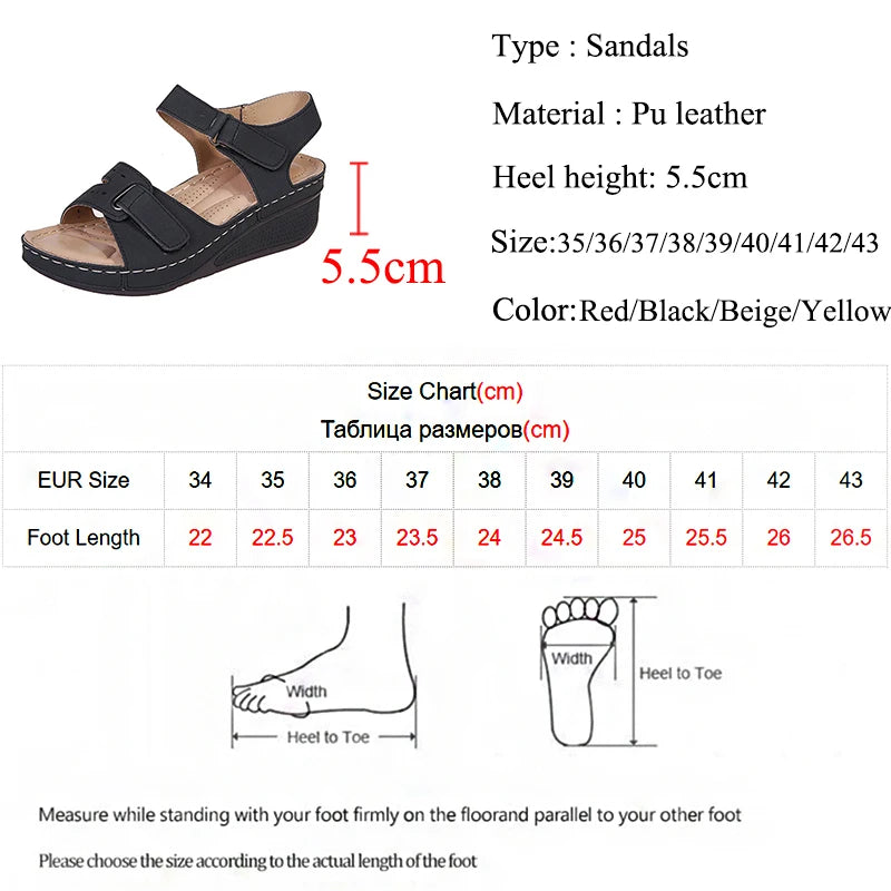 Retro Wedges Platform Sandals Women 2023 Summer Thick Soled Beach Slippers Woman Plus Size 43 Ankle Buckle Sandalias Footwear