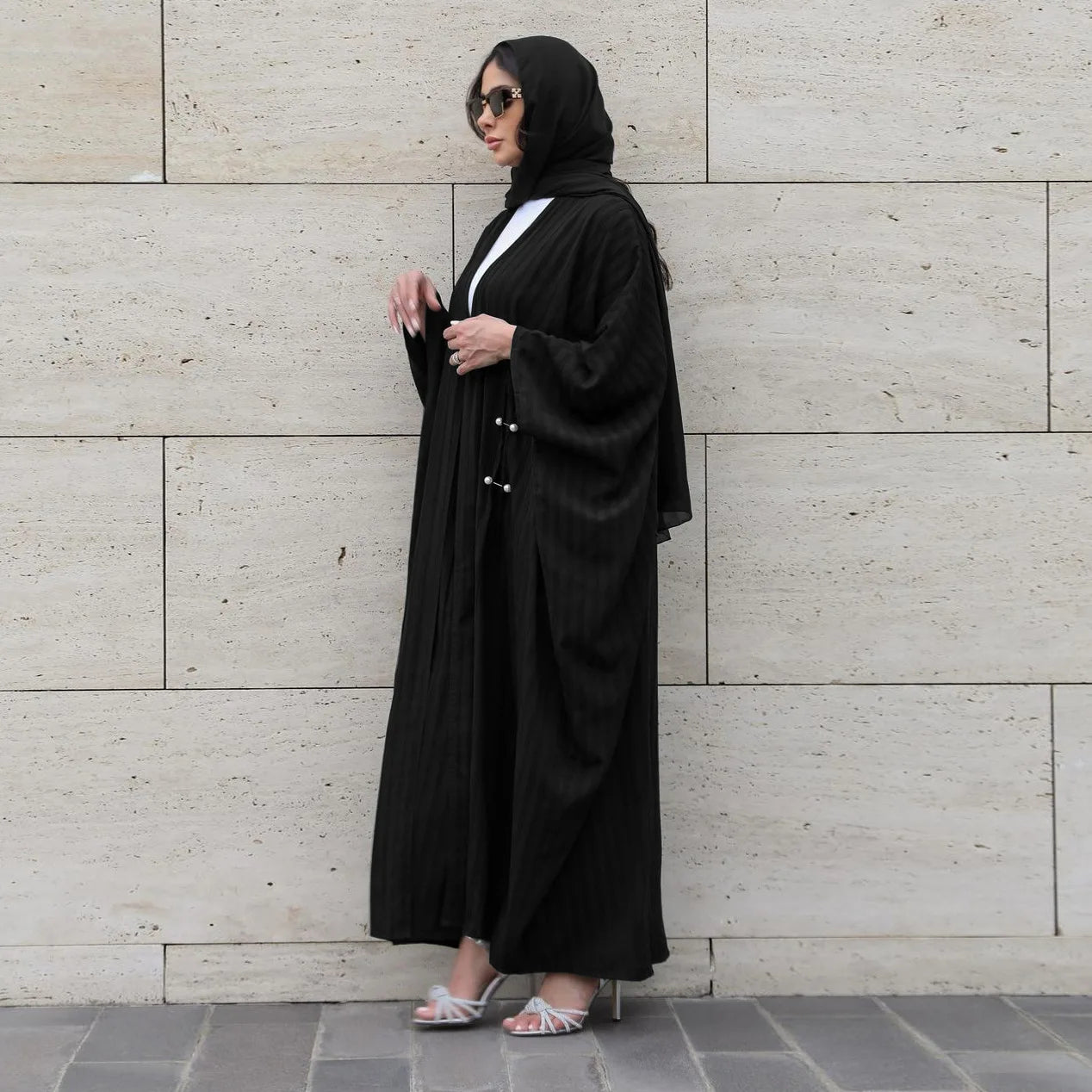 Open Front Abaya Long Sleeve Modest Muslim Out Kaftan Loose Maxi Length Dress ,Women Jilbabs Cardigan Coat Women's Clothing