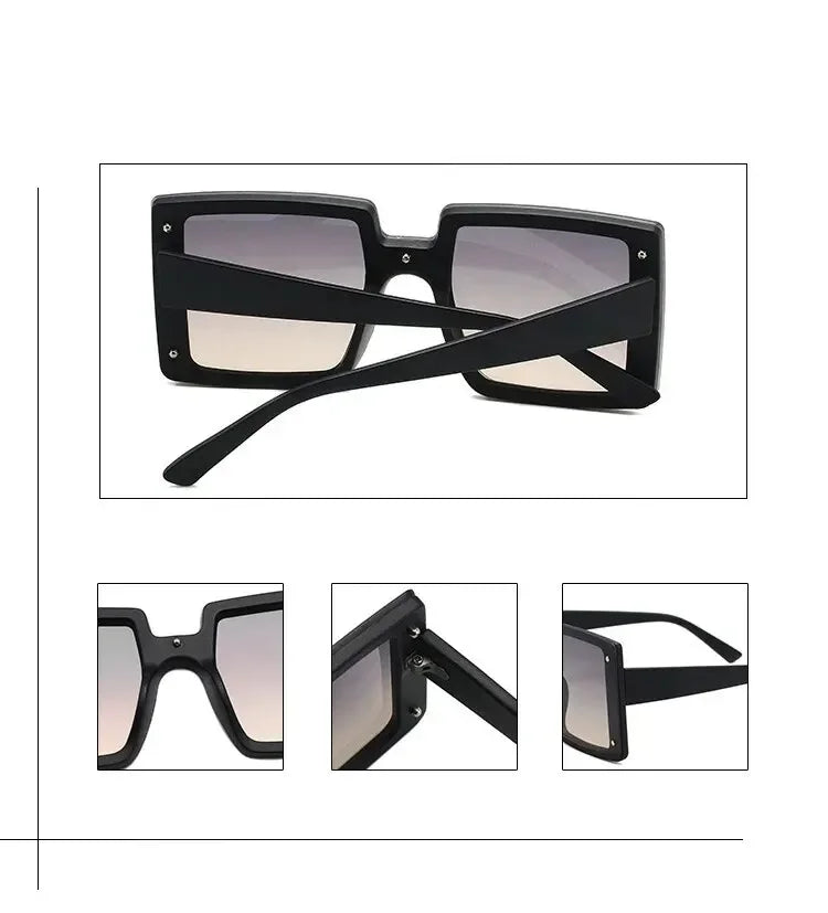 Square Oversized One-pieces Sunglasses Men Women Trendy Gradient Goggle Eyewear Fashion Luxury Brand Design Sun Glasses