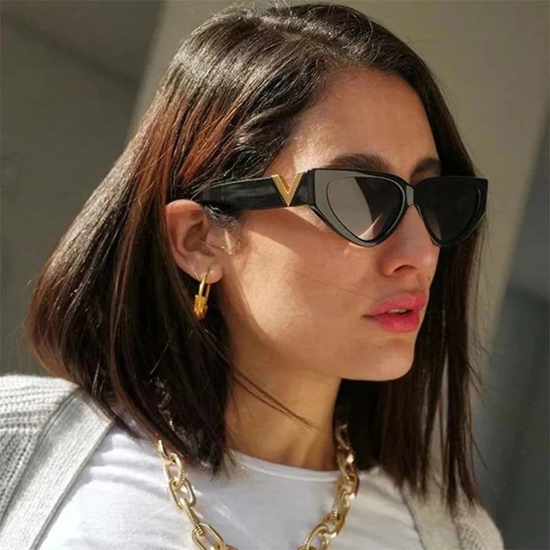 Luxury Vintage Cat Eyt Sunglasses Women 2024 Fashion V Brand Designer Cateye Sun Glasses Female Eyewear UV400 Gafas De Sol Mujer