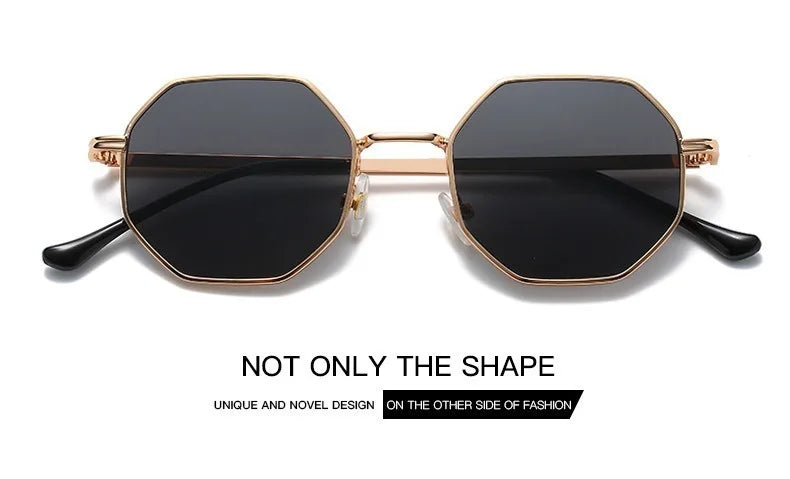 Women Metal Sunglasses Vintage Men Octagon Luxury Brand Design Sun Glasses UV400 Protection Polygon Frame Eyepiece