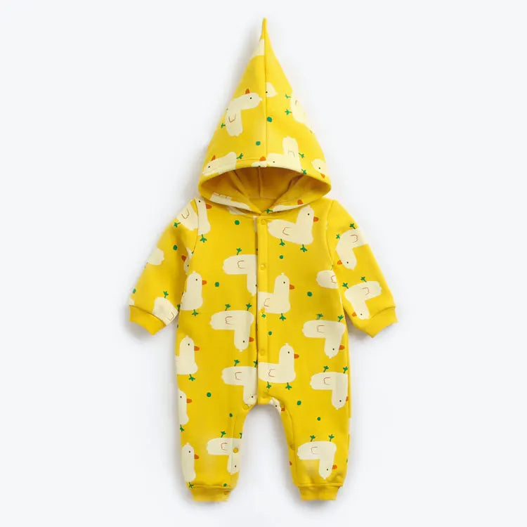 Cartoon Newborn Baby Clothes Boys Rompers Long Sleeve Hooded Baby Girl Romper Spring & Autumn Children Clothin 1-3 Years