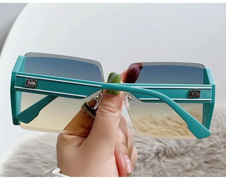 Vintage Square Sunglasses Woman Classic Retro Gradient Mirror Frameless Sun Glasses Female Fashion Rimless Oculos De Sol UV400