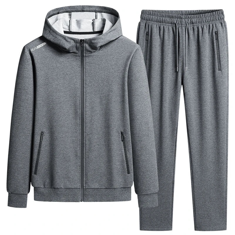 2023 Men Fleece Hooded Casual Sports Reflective Tracksuit Sets Man Sportswear Joggers Suits Sweatpants Jacket Male Plus Size 8XL