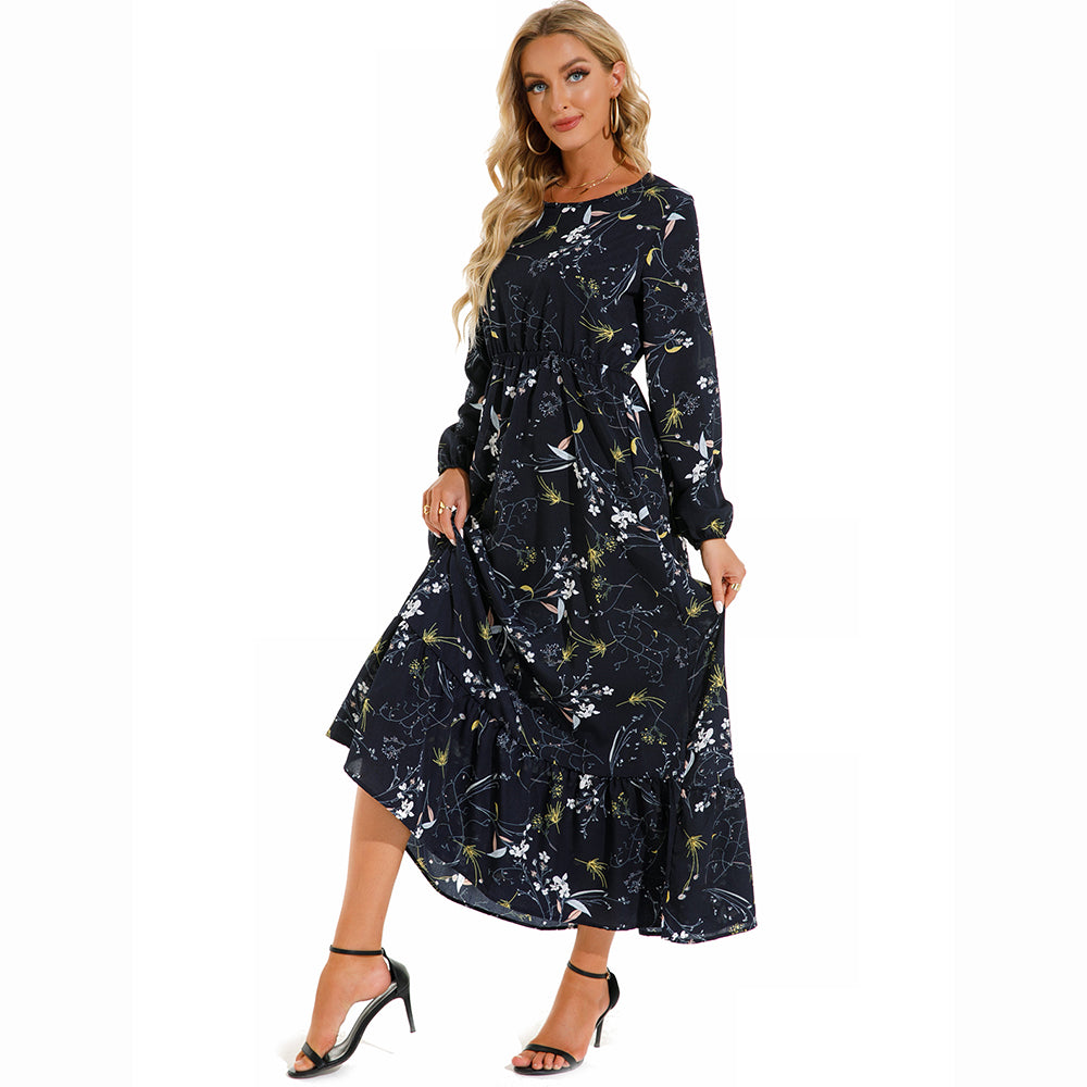 2023 Sping Summer Bohemian Women Maxi Dress Casual Long Sleeve High Waist Beach Woman Chiffon Dresses Floral Vestidoes Mujer New