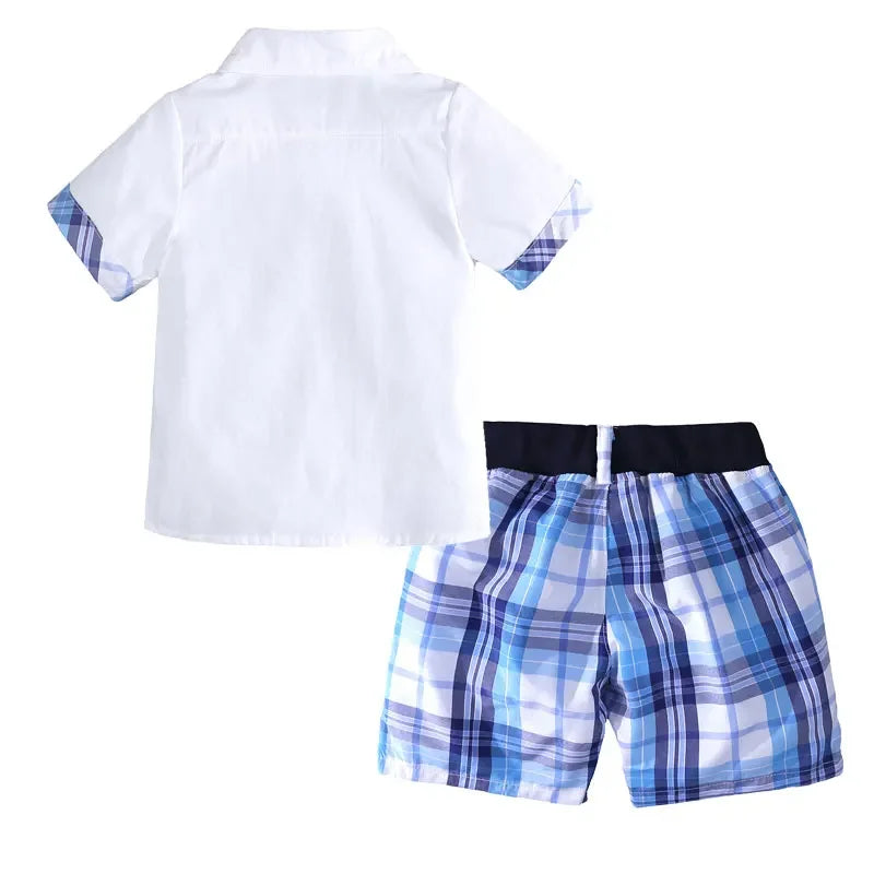 Fashion Children's Clothing Boys Outfit Cotton Short Sleeve V-Neck Shirt+Shorts Summer Kids Boy Clothes Sets 2-7 Years