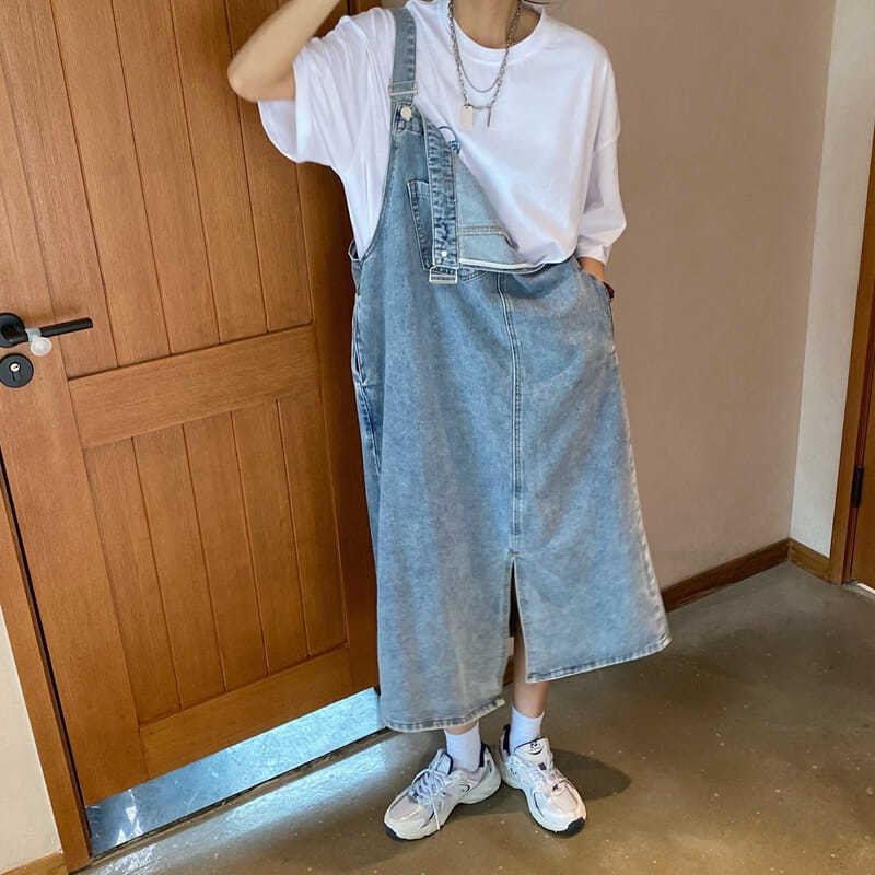 Spring Summer Denim Overall Dress Women Sleeveless Jeans Dresses Fashion Female Solid Slip Casual Loose Spaghetti Strap Dresses