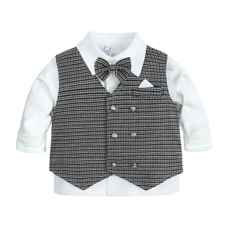 Formal Kids Clothes Boys Outfits Sets Cotton Long Sleeve Shirt Pants Vest 3pcs Spring & Autumn Children Clothing 1-4 Years