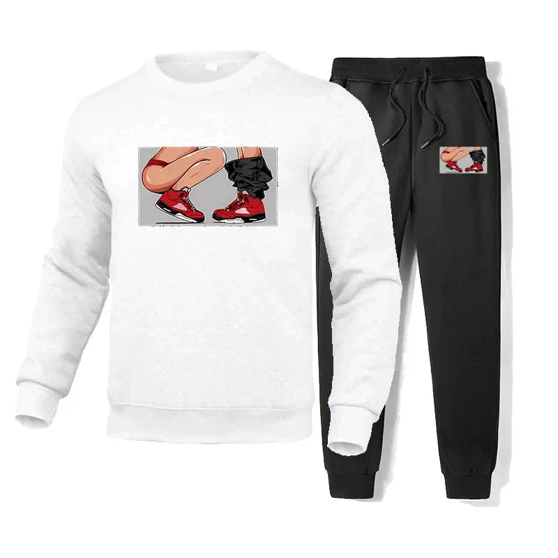 Sex Printed tracksuit Mens 2 piece set mens outfits autumn winter sweatshirt sweatpants Pullover sweatshirts casual streetwear