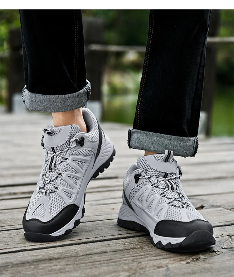 New men 2024 flat comfortable mesh surface breathable fashion casual sports men's shoes plus size hiking hiking sneakers