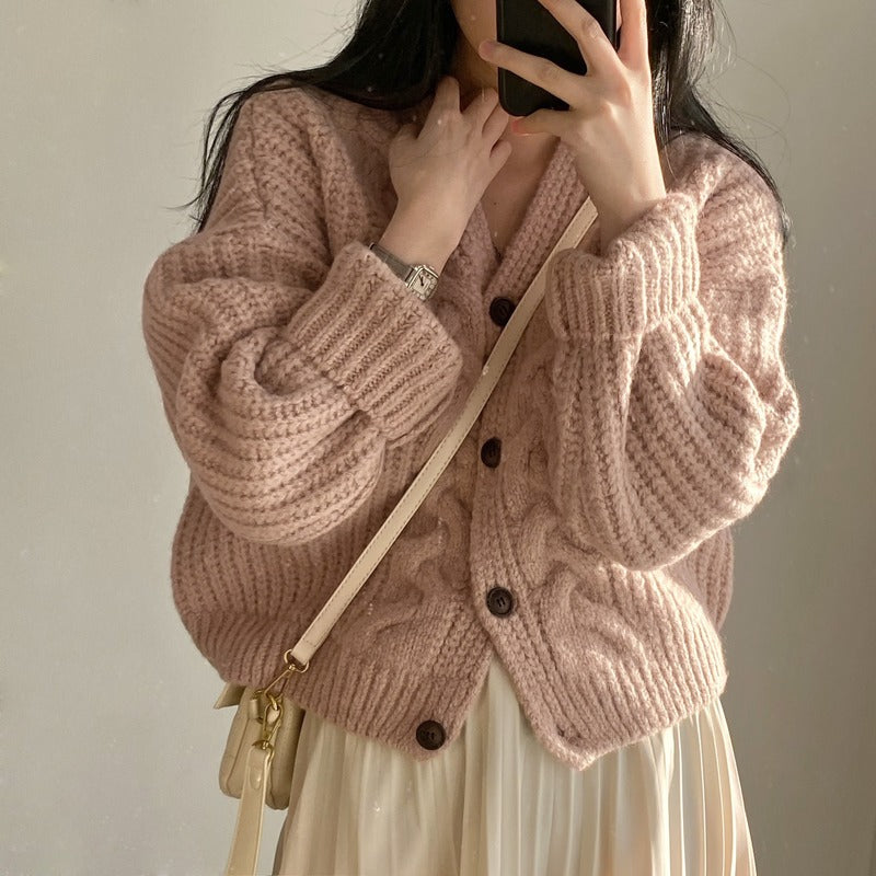 Women Cardigan Sweaters Autumn Winter Fashion Female Long Sleeve V-neck Loose Knitted Shirt Jackets Casual Sweater Coats