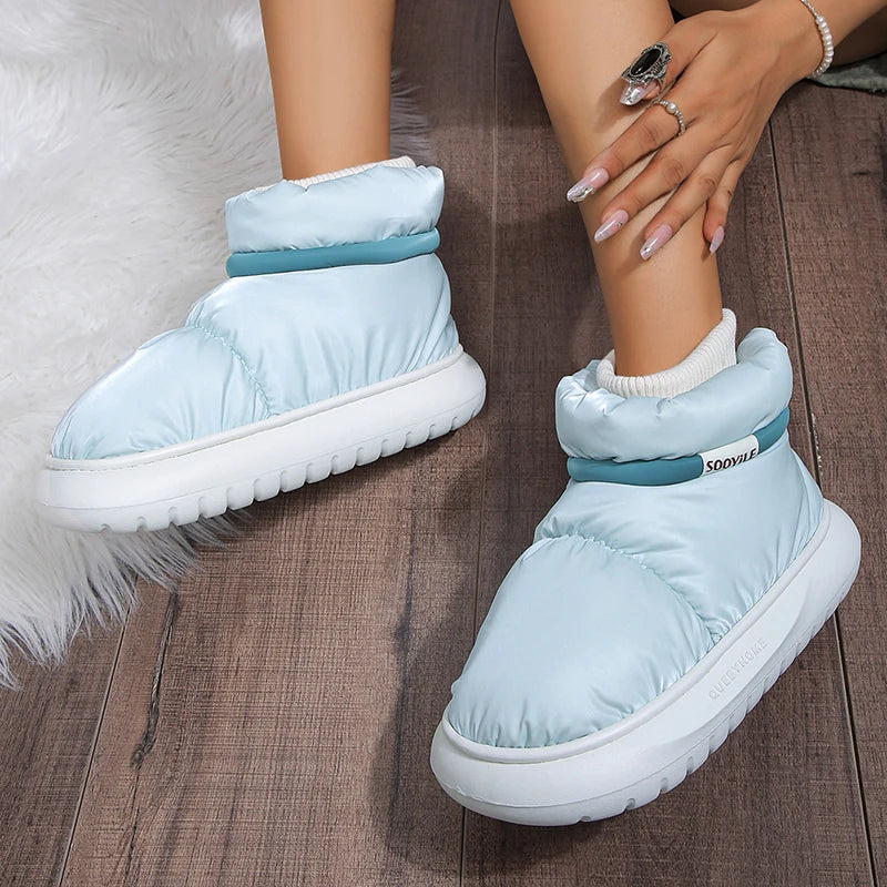 Women's Waterproof Down Cotton Padded Shoes Warm Plush Thick Bottom Snow Boots Women 2023 Platform Non-Slip Winter Ankle Boots