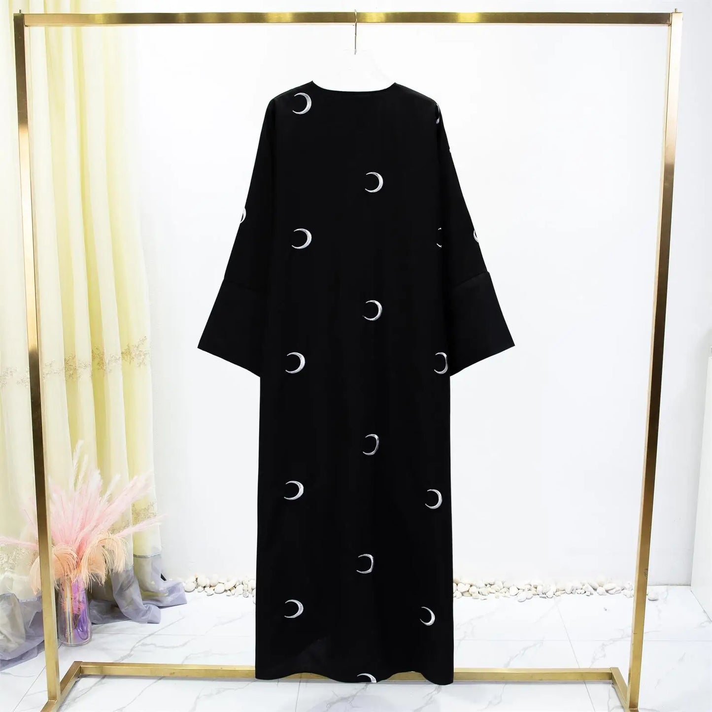 Women Jilbabs Open Front Abaya Embroidery Long Sleeve Loose Maxi Length Dress Womens Clothing Muslim Cardigan Abayas Out Kaftans