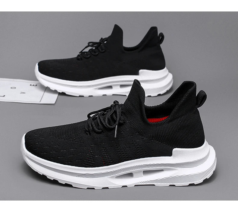 Men's sports casual shoes Breathable light lace-up solid color comfortable walking fitness training men's shoes