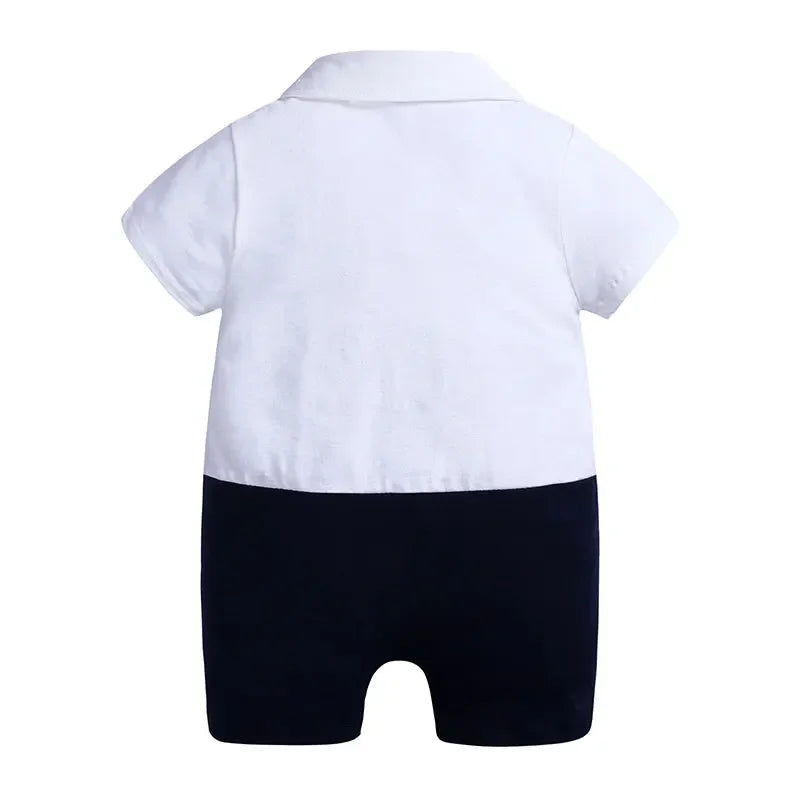 Cartoon Newborn Baby Clothes Boys Rompers Summer Baby Girls Clothes Cotton Short Sleeve Bow Tie Infant Rompers 3-18 Months