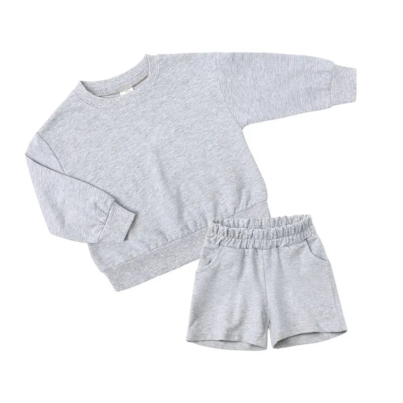 Fashion Solid Color Kids Clothes Girls Sets Cotton Long Sleeve Tops Pants Winter Spring Children Boys Clothing Sets 1-13 Years