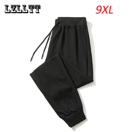 Spring Autumn Men Solid Black Sweatpants Jogger Pants Mens Drawstring Tracksuit Casual Trousers Sport Pants Male Large Size 9XL