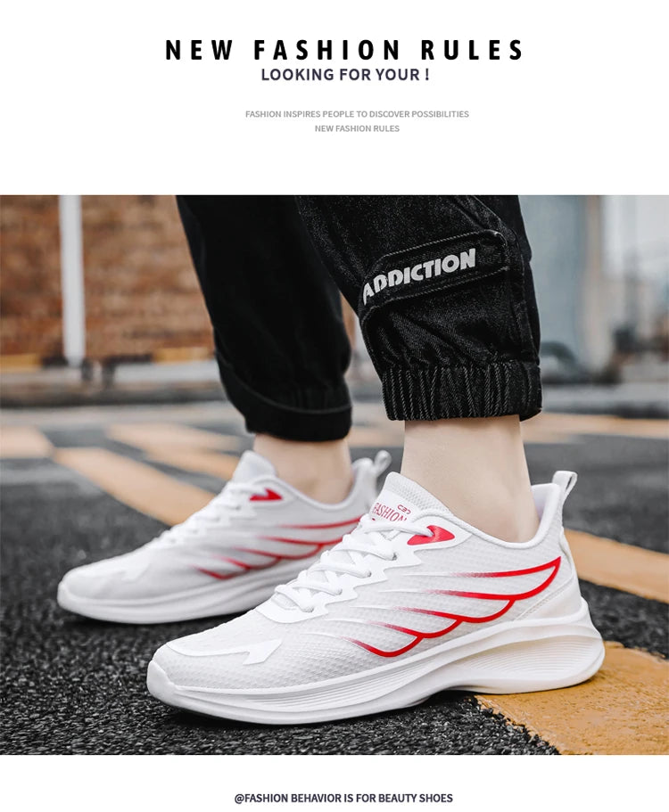 Men's running shoes mesh breathable casual sports shoes light fitness walking loafer men's shoes spring and autumn new