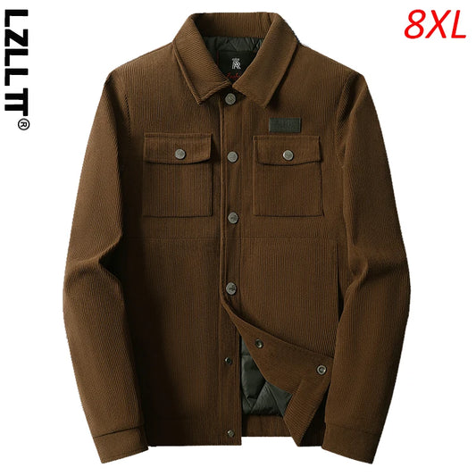 Autumn Winter Men Casual Vintage Warm Corduroy Jackets Coats Mens Motocycles Parka Bomber Jackets Male Windbreaker Plus Size 8XL