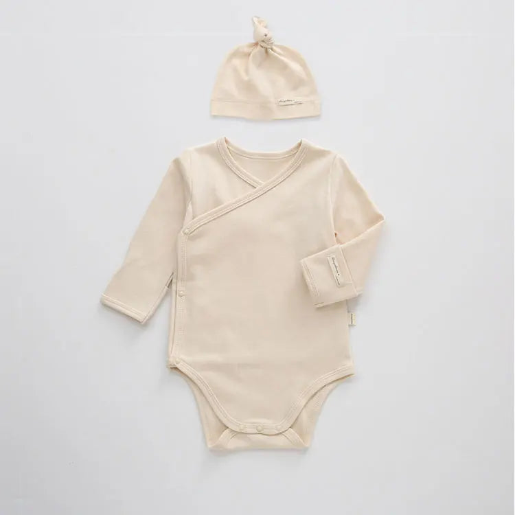 Fashion Solid Color Boys Bodysuit + Hat 2 Pcs Spring & Autumn Baby Girl Bodysuit Long Sleeves Newborn Clothes 3-18 Months