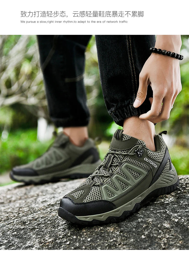 New men 2024 flat comfortable mesh surface breathable fashion casual sports men's shoes plus size hiking hiking sneakers