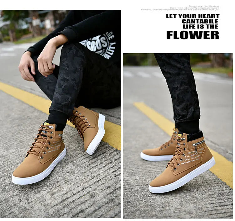 2024 Spring and autumn high top men's new soft sole casual sports shoes walking running breathable men's boots 39-46