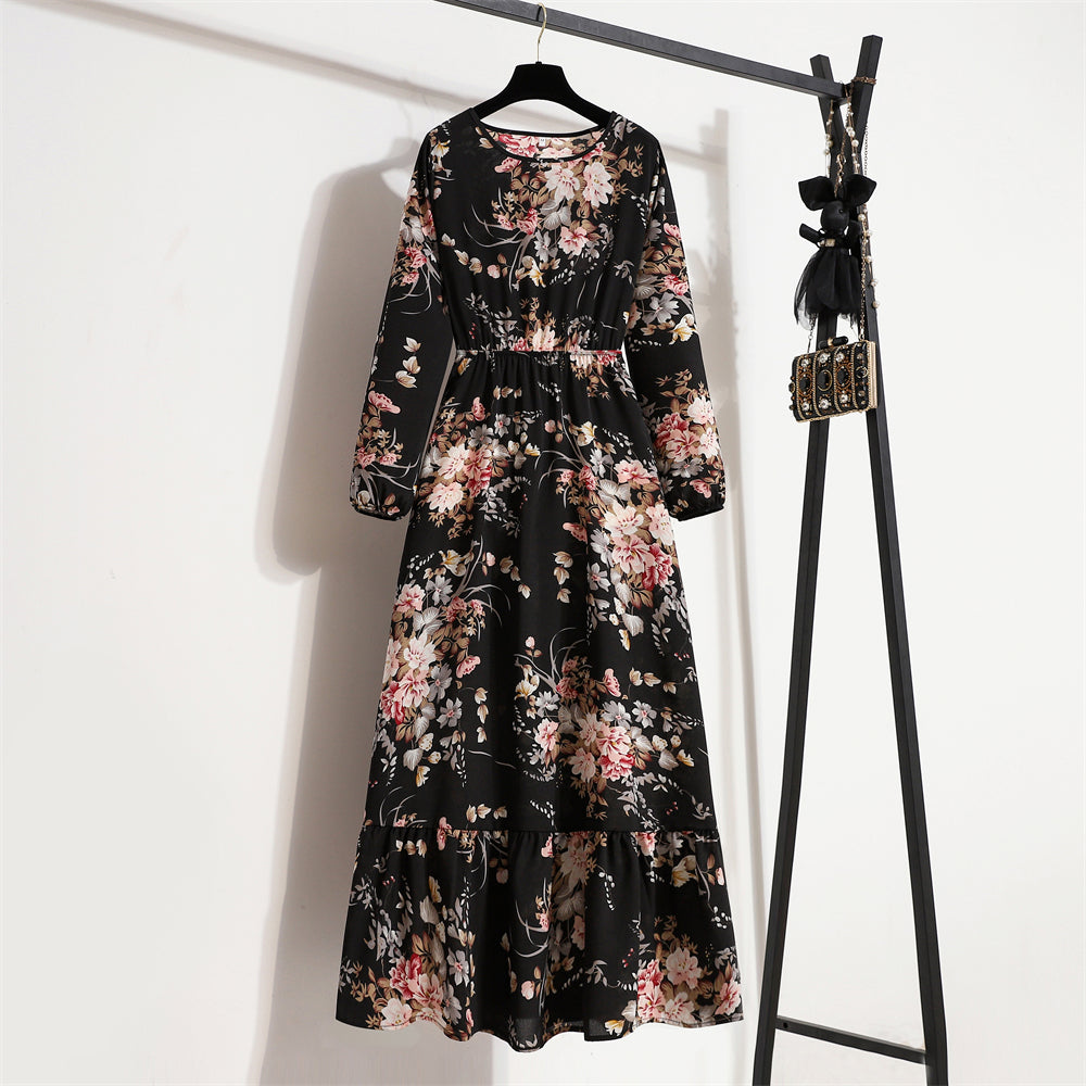 2023 Sping Summer Bohemian Women Maxi Dress Casual Long Sleeve High Waist Beach Woman Chiffon Dresses Floral Vestidoes Mujer New