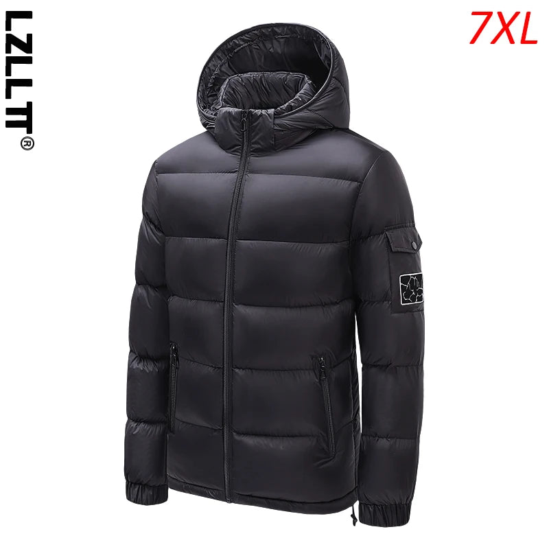 Winter Men Warm Windproof Hood Down Jackets Parka Coat Mens Casual Detachable Hat Waterproof Overcoats Jacket Male Plus Size 7XL