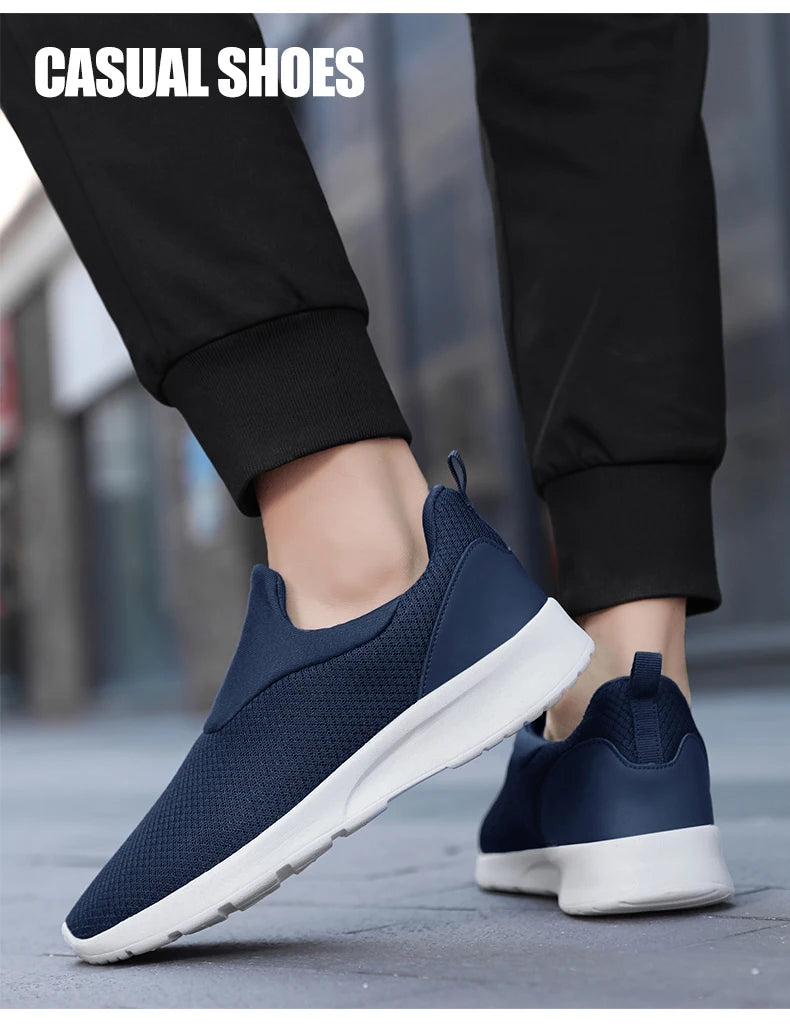 Men's casual sports shoes lightweight spring and autumn mesh surface breathable non-slip flat men's fashion walking loafers