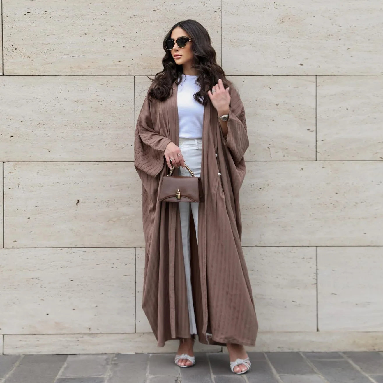 Open Front Abaya Long Sleeve Modest Muslim Out Kaftan Loose Maxi Length Dress ,Women Jilbabs Cardigan Coat Women's Clothing