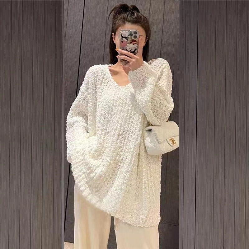 Women Loose Sweaters Autumn Winter Fashion Female Long Sleeve V-neck Pullover Knitting Shirts Casual Knitted Sweater Knitwear