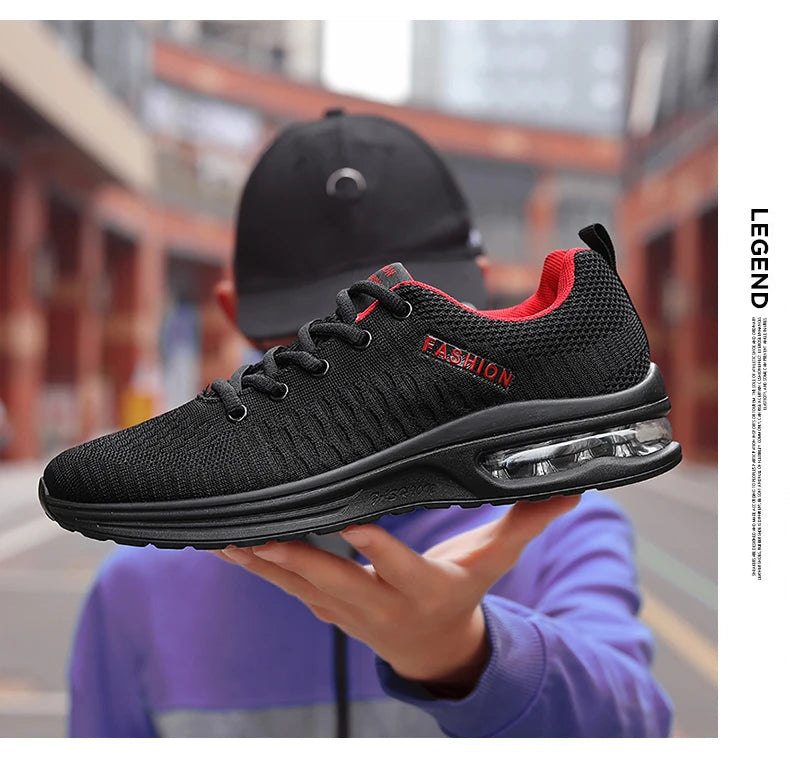 New mesh sports casual shoes breathable walking flat men fitness spring and autumn lace-up vulcanized men's shoes