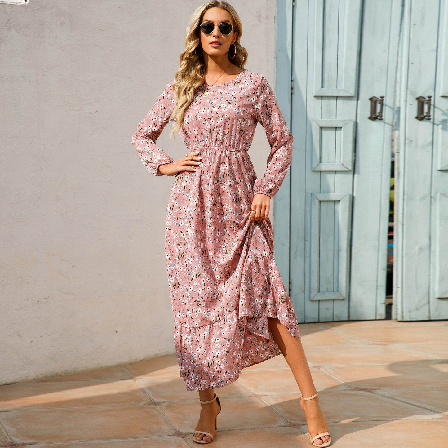 2023 Sping Summer Bohemian Women Maxi Dress Casual Long Sleeve High Waist Beach Woman Chiffon Dresses Floral Vestidoes Mujer New