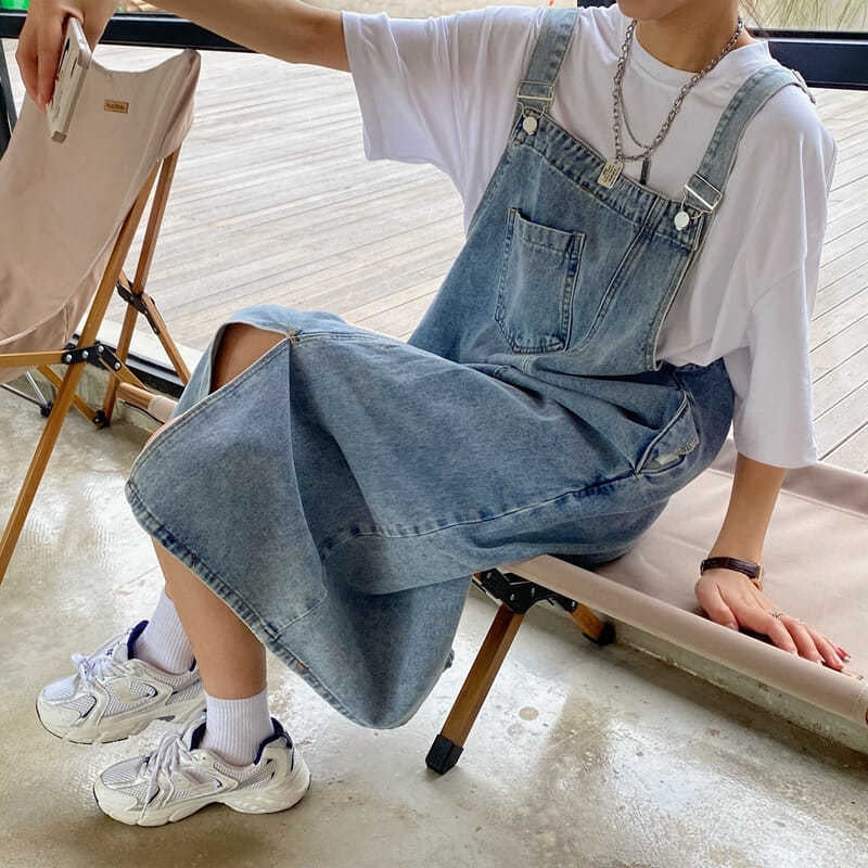 Spring Summer Denim Overall Dress Women Sleeveless Jeans Dresses Fashion Female Solid Slip Casual Loose Spaghetti Strap Dresses