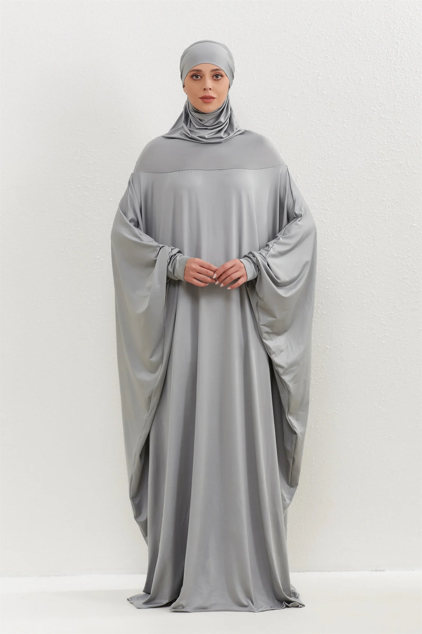 Muslim Abayas Hijab Hooded Smocking Sleeve One-piece Prayer Dress Women Jilbabs Kaftans Islamic Dubai Saudi Robe Turkish Modesty