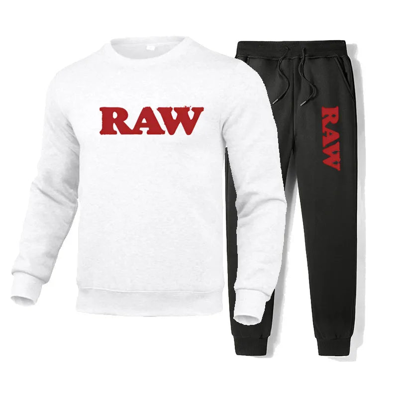 Cotton Tracksuit Men RAW Pants Sets Man Sweatshirt Sweatpants 2 piece Mens Set Sport Suit Cotton Sweatsuits jogging Male set