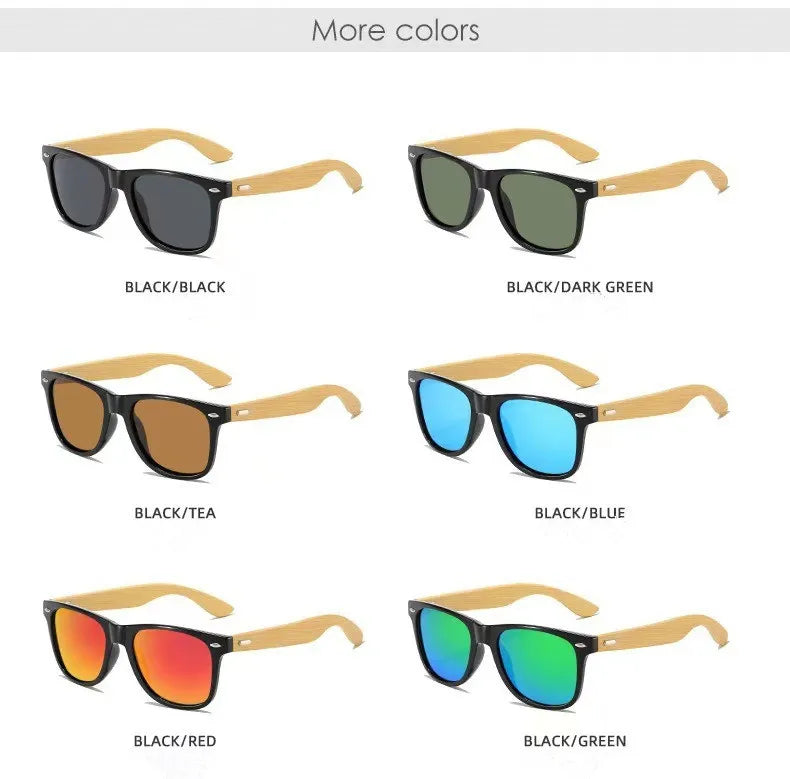 Bamboo Wood Vintage Square Polarized Sunglasses Men Women Luxury Brand Designer Sun Glasses Wooden Driving Fishing UV400 Eyewear