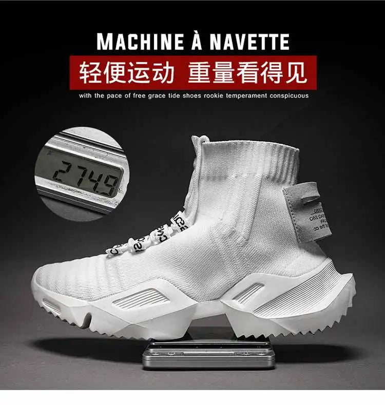 Men's white casual shoes Mesh sneakers breathable high top comfortable men's shoes large size new shoes40-47