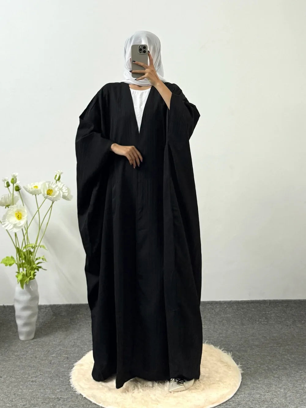 Muslim Open Front Abayas Long Sleeve Modest Kaftan Loose Casual Maxi Length Dress Women Jilbabs Women's Clothing