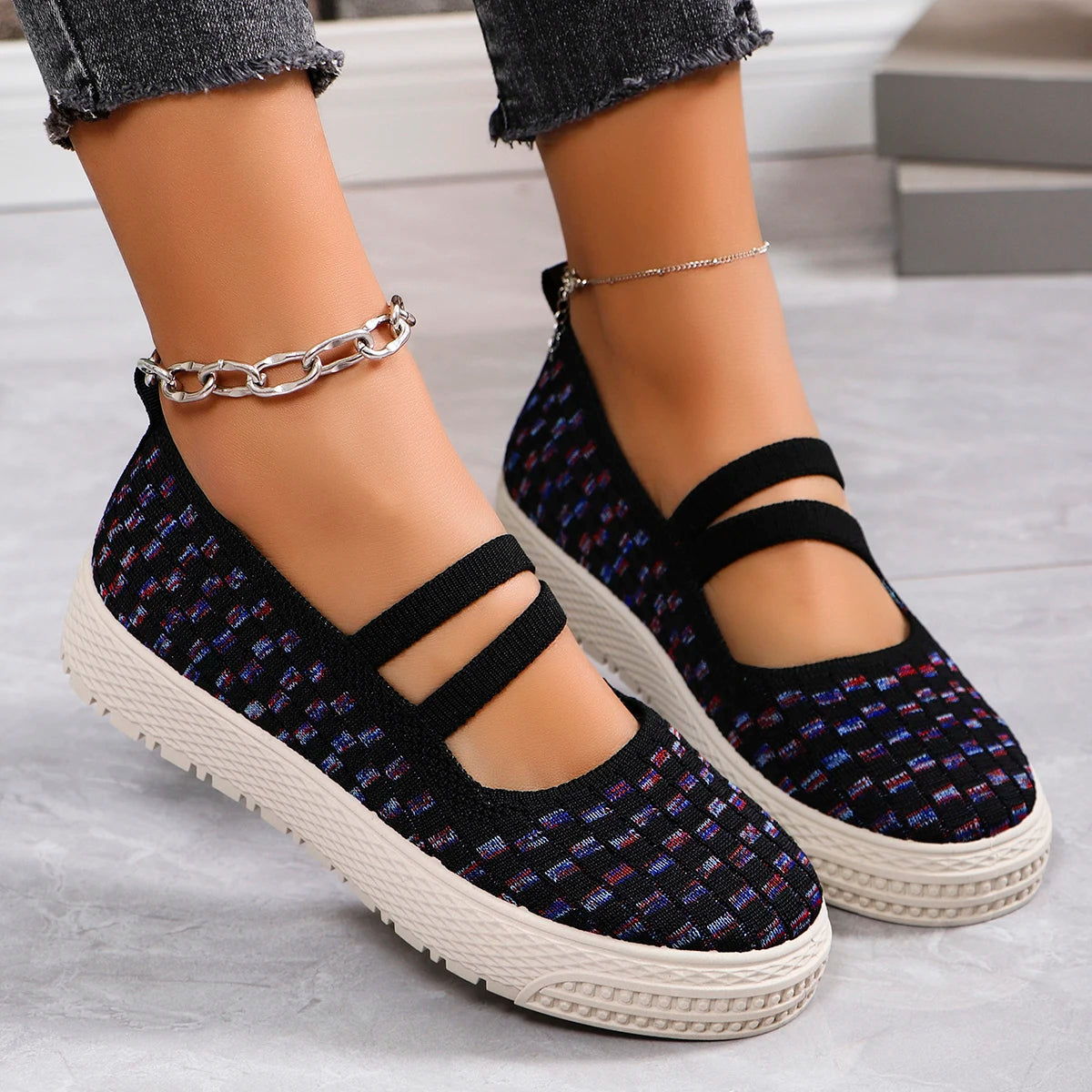 Women's casual single shoes, summer new comfortable and versatile flat bottomed loafers, breathable mesh ballet shoes