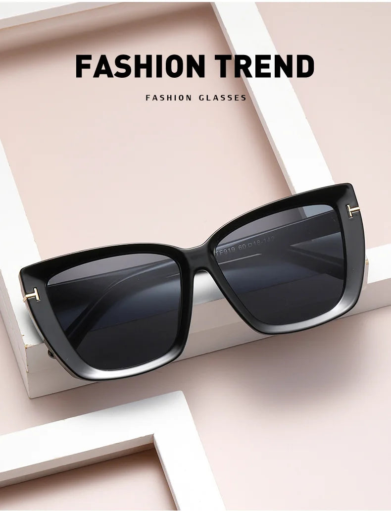 Brand Designer Cat Eye Sunglasses W omen Vintage 2024 High Quality Sun Glasses Fashion Big Frame Cool Sexy Female Oculos