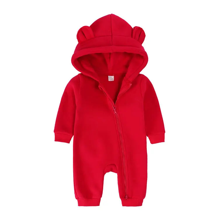 Long Sleeve Hooded Zipper Newborn Baby Clothes Winter Baby Girl Romper Winter Warm Newborn Clothing Girls Rompers  3-24 Months