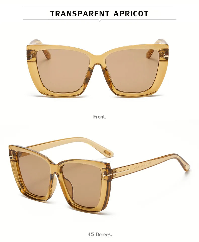 Brand Designer Cat Eye Sunglasses W omen Vintage 2024 High Quality Sun Glasses Fashion Big Frame Cool Sexy Female Oculos