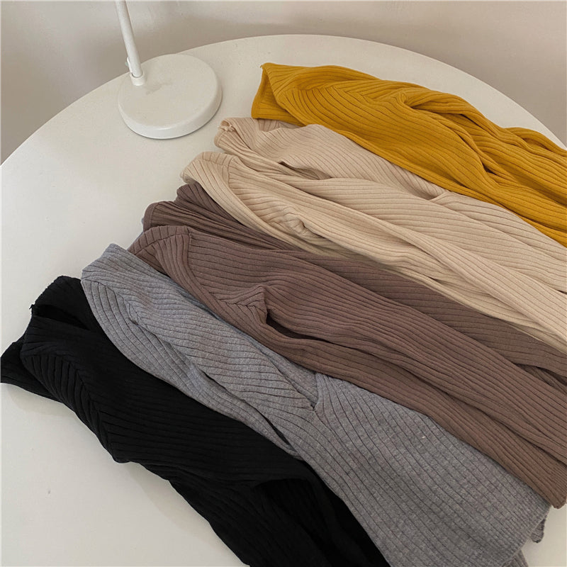 Autumn Winter Knitwear Tops Fashion Female Long Sleeve Skinny Elastic Casual V-neck Knitted Shirts Women Pullover Sweaters